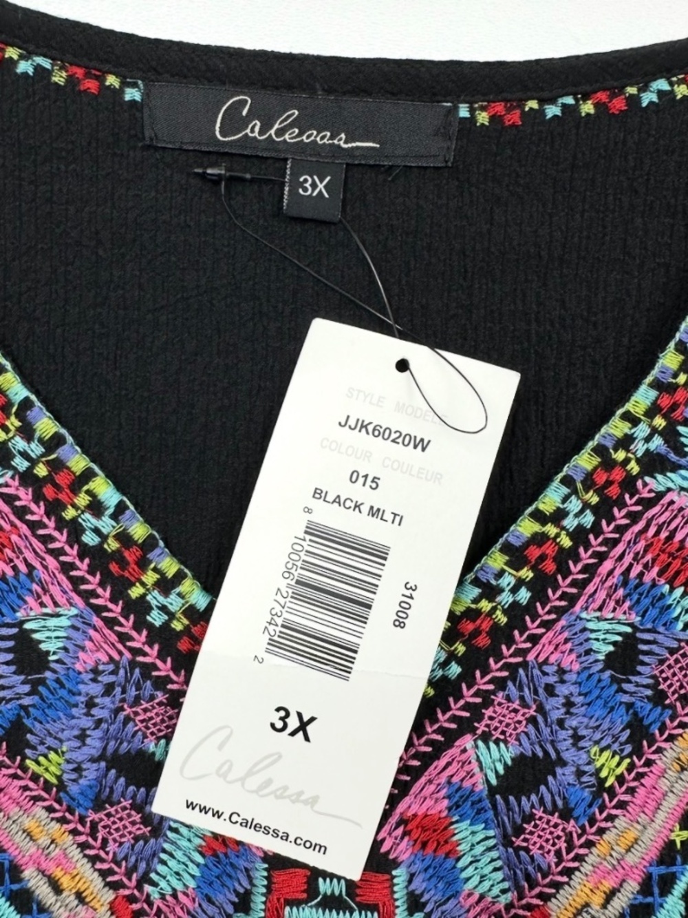CALESSA BLACK MULTI COLOR EMBROIDERED BLOUSE - Picture 6 of 7